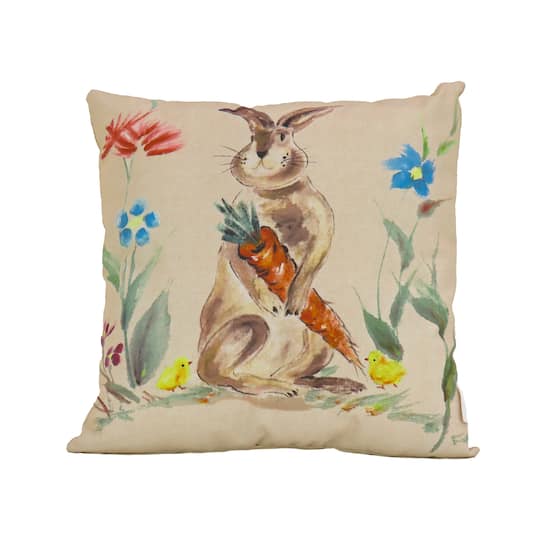 16'' Bunny with Carrot Easter Pillow